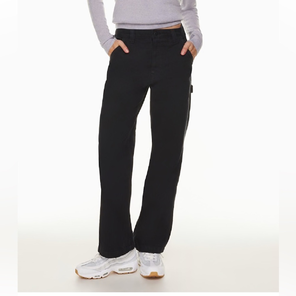 TNA Greenwich black cargo jeans.